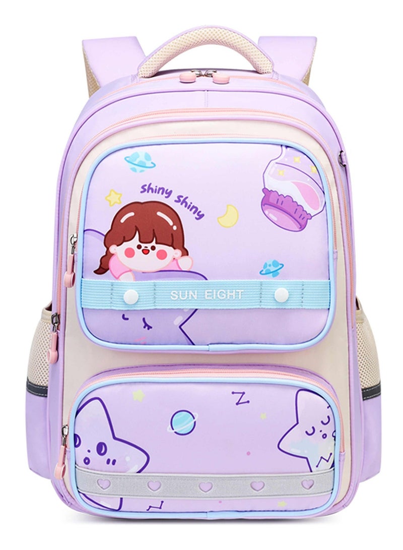 SUN EIGHT Premium 16.5 inches Kids Backpack Light Weight Water Resistant Multifunctional School Daypack for Girls, SE22142, Purple - Image 3